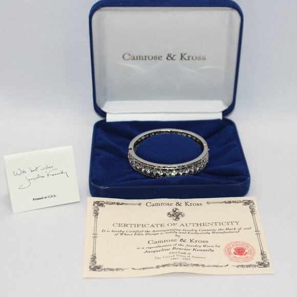 Camrose & Kross Jewelry - Camrose & Kross Jacqueline Kennedy JBK Hinged Bangle NIB CZ Crystal 8"